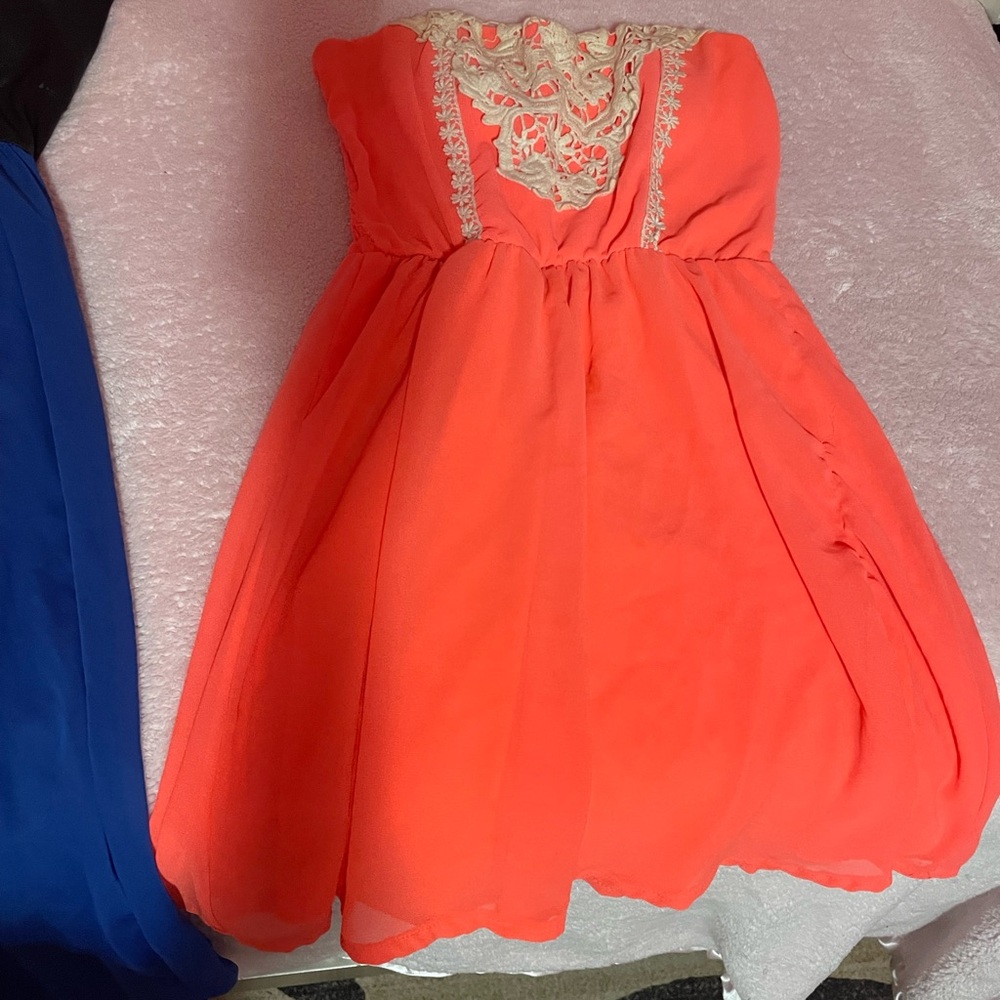 Coral Lace Kids Dress